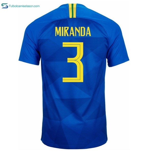 Camiseta Brasil 2ª Miranda 2018 Azul